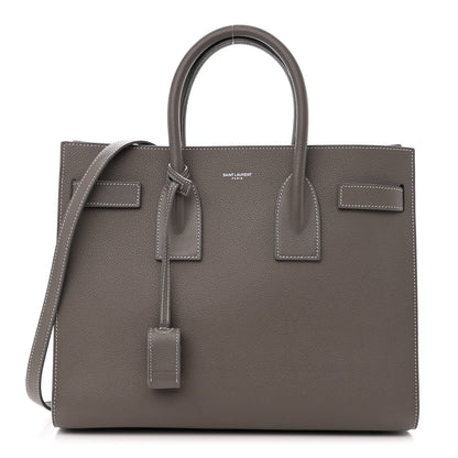 Saint Laurent Grained Calfskin Topstitch Small Sac De Jour Grey 1 of 13