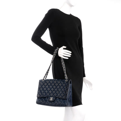 Chanel Lambskin Quilted Maxi Single Flap Navy 3 of 16