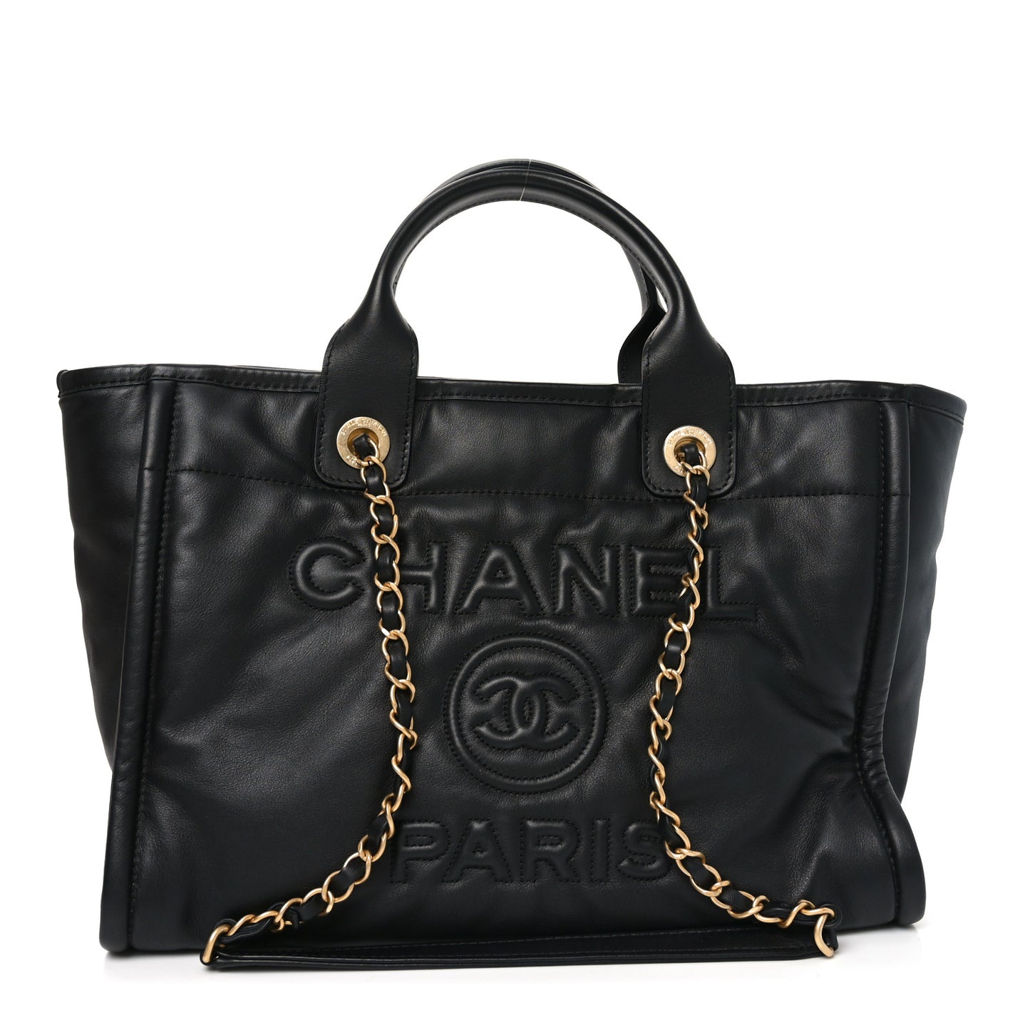 Calfskin Small Deauville Tote Black