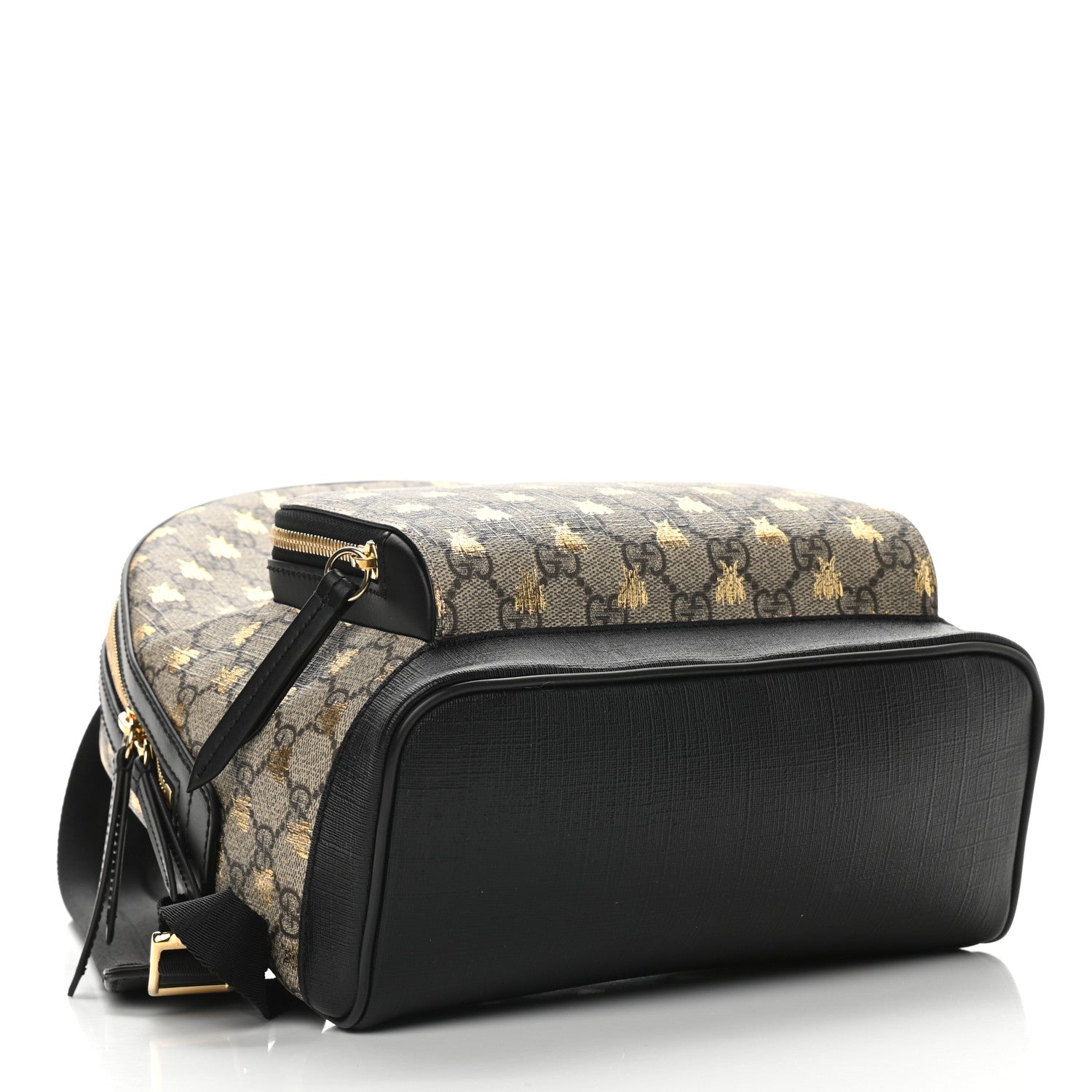 Gucci GG Supreme Monogram Bees Print Small Day Backpack Beige Oro Black 4 of 9