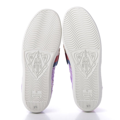 Gucci Lace Crystal Sylvie Web Flower Leaf Womens Ace Sneakers 37.5 Wisteria Perfect Pink 5 of 10