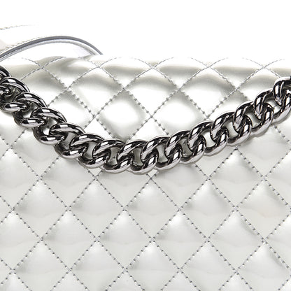 Chanel Metallic Patent Calfskin Quilted Medium Boy Flap Silver 7 of 14