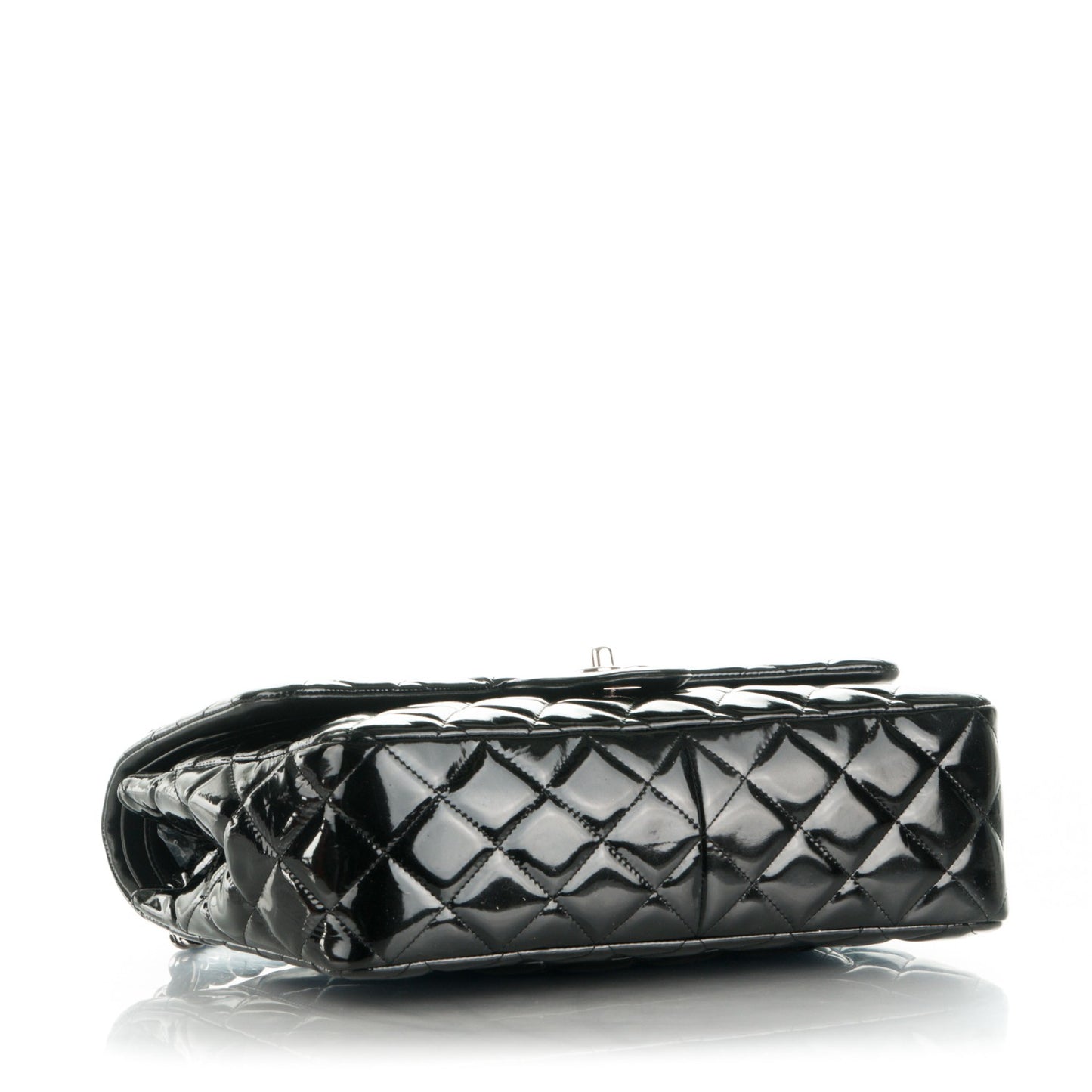 Patent Quilted Jumbo Double Flap Black