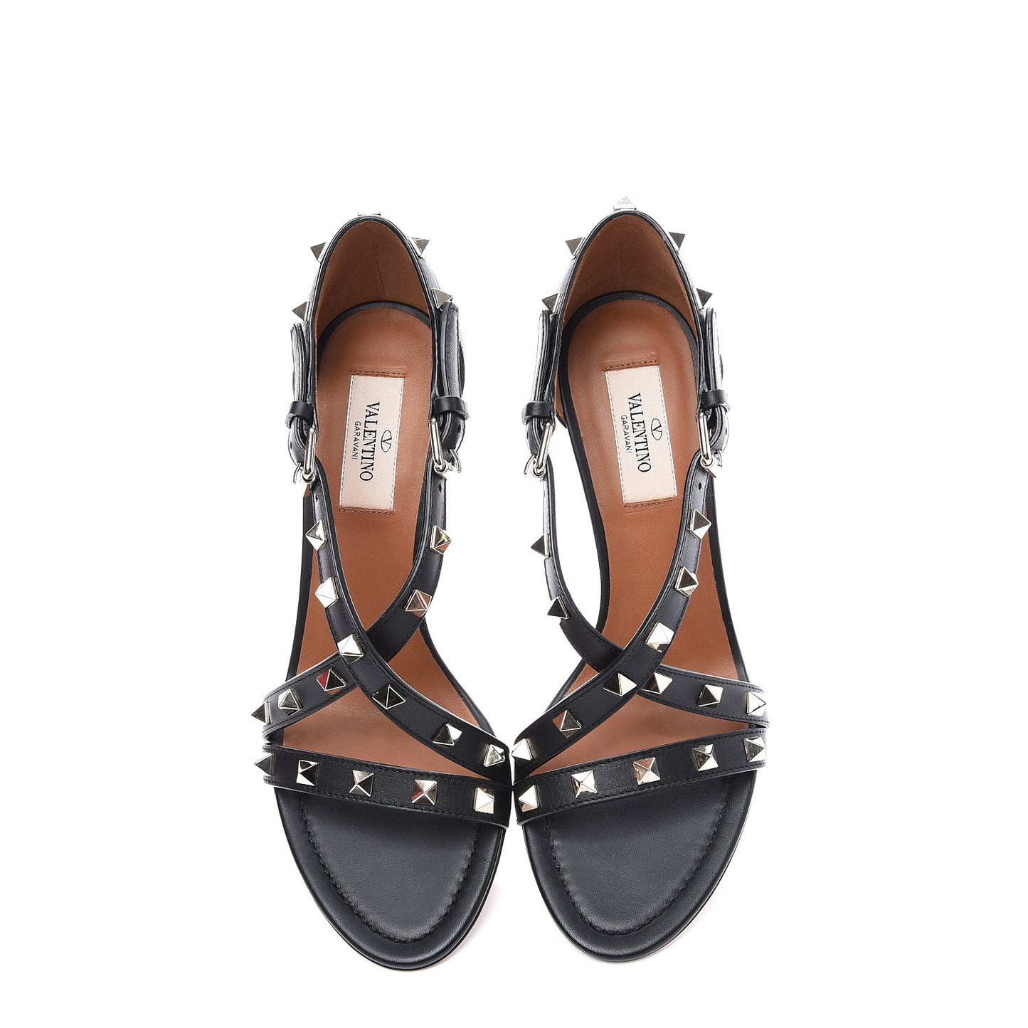 Nappa Rockstud Crisscross 70mm Sandals 37 Black