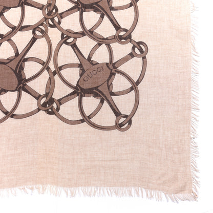 Gucci Modal Wool Hildash Square Shawl Beige Dark Brown 2 of 4