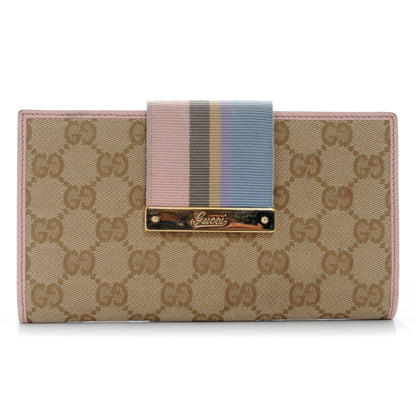 Gucci Monogram Calfskin Ladies Web Continental Wallet Pink 1 of 7