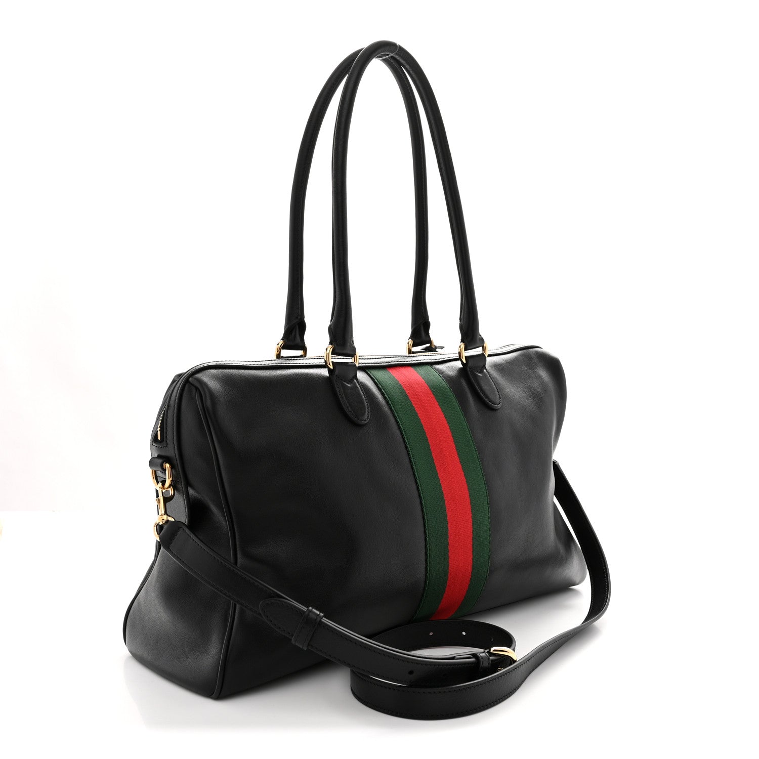 Gucci Calfskin Web Large Borsetto Boston Black 3 of 10