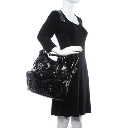 Burberry Patent Calfskin Quilted Large Manor Tote Black 2 of 8