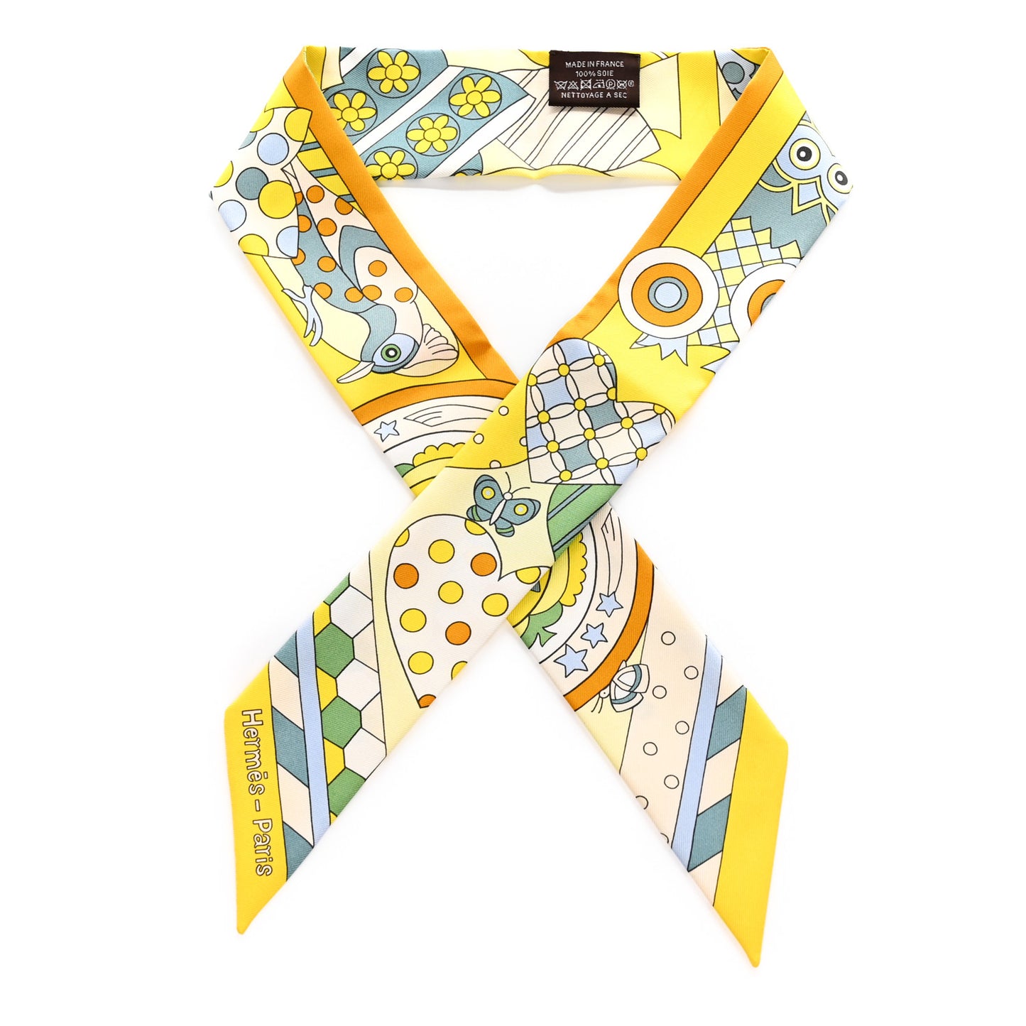 Silk Les Murmures de la Foret Twilly Jaune Vif Vert Miel