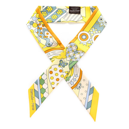 Hermes Silk Les Murmures de la Foret Twilly Jaune Vif Vert Miel 1 of 4