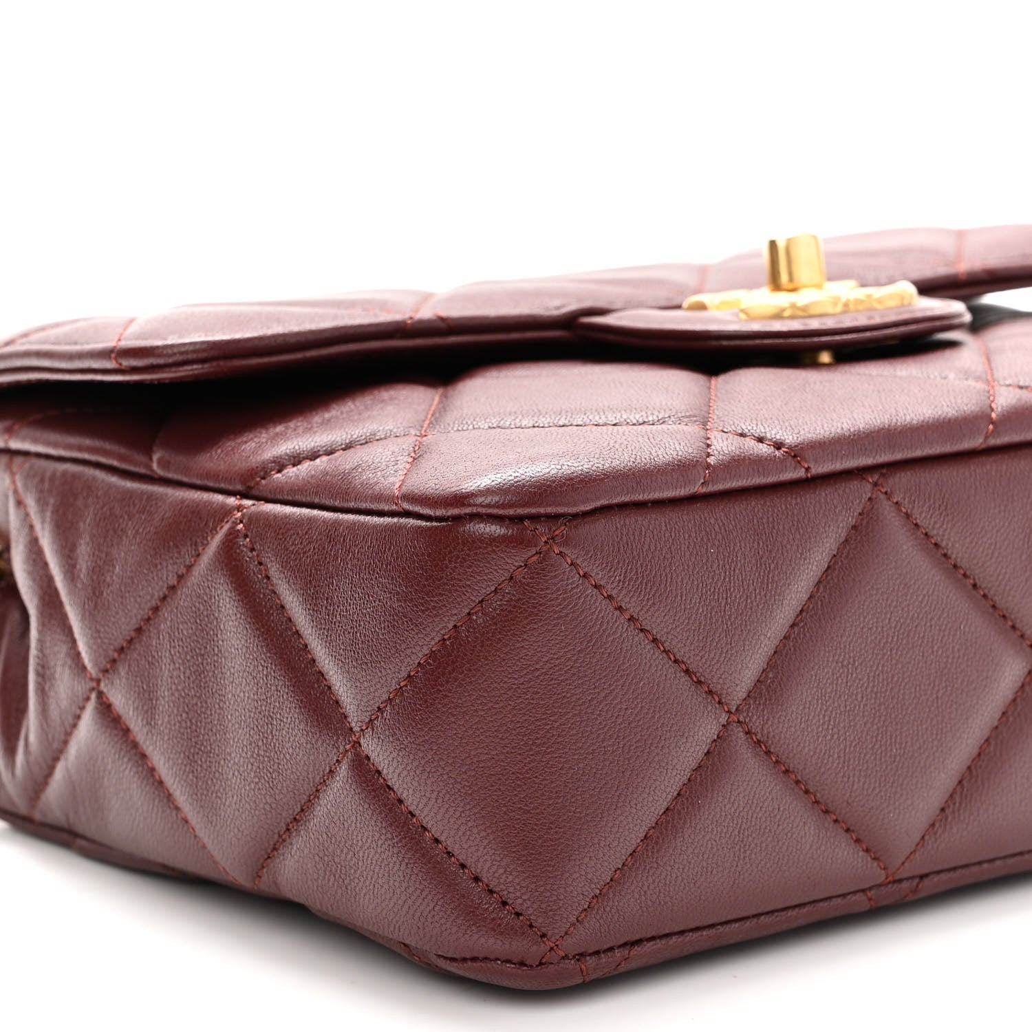 Chanel Lambskin Quilted Mini Logo Square Flap Burgundy 8 of 10