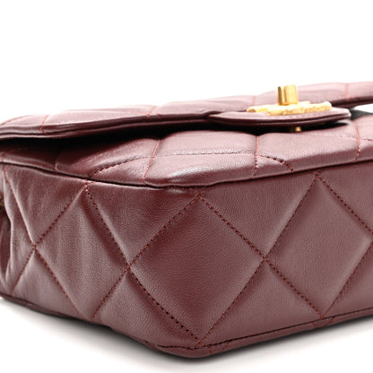 Chanel Lambskin Quilted Mini Logo Square Flap Burgundy 8 of 10