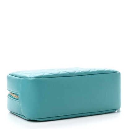 Chanel Lambskin Quilted Medium Curvy Pouch Cosmetic Case Turquoise 3 of 4