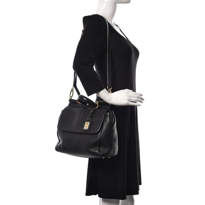 Dolce & Gabbana Grained Deerskin Medium Miss Sicily Satchel Black 2 of 15