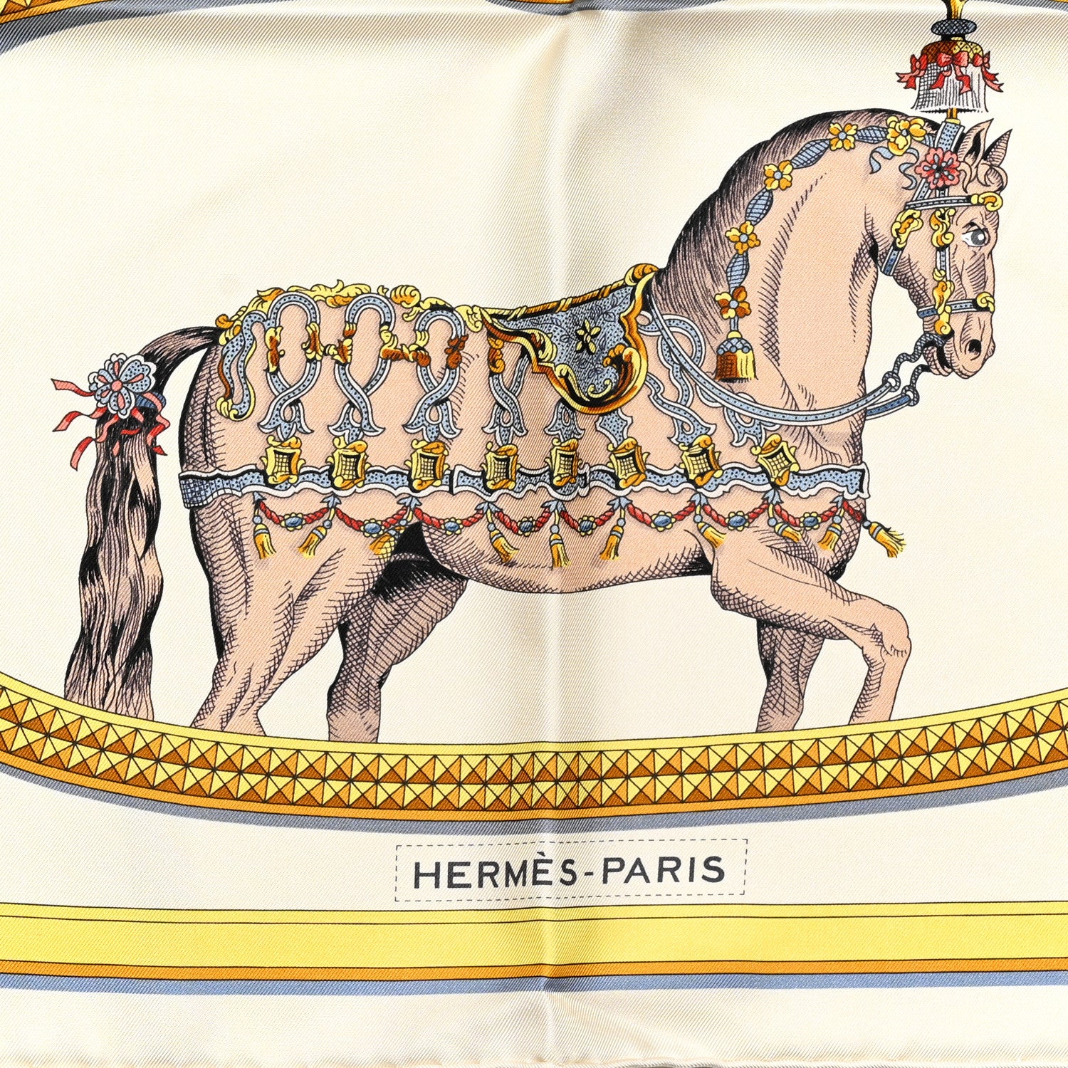 Hermes Silk Grand Apparat Scarf 90 Creme Gold Multicolor 2 of 5