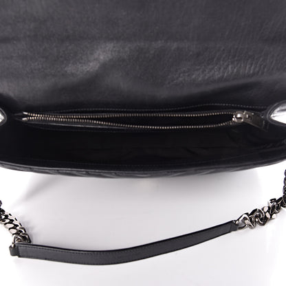 Saint Laurent Sheepskin Matelasse Chevron Monogram Large College Satchel Black 5 of 10