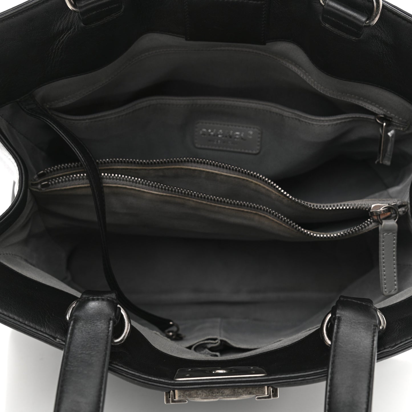Calfskin Quilted Boy Shopping Tote Black