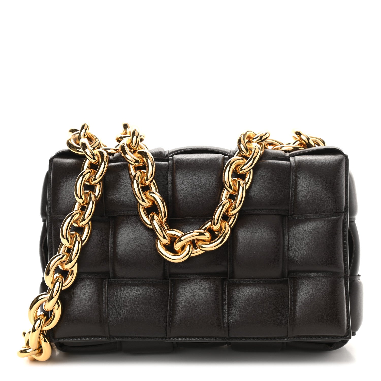 Bottega Veneta Lambskin Maxi Intreccio Padded Chain Cassette Crossbody Bag Black 1 of 10