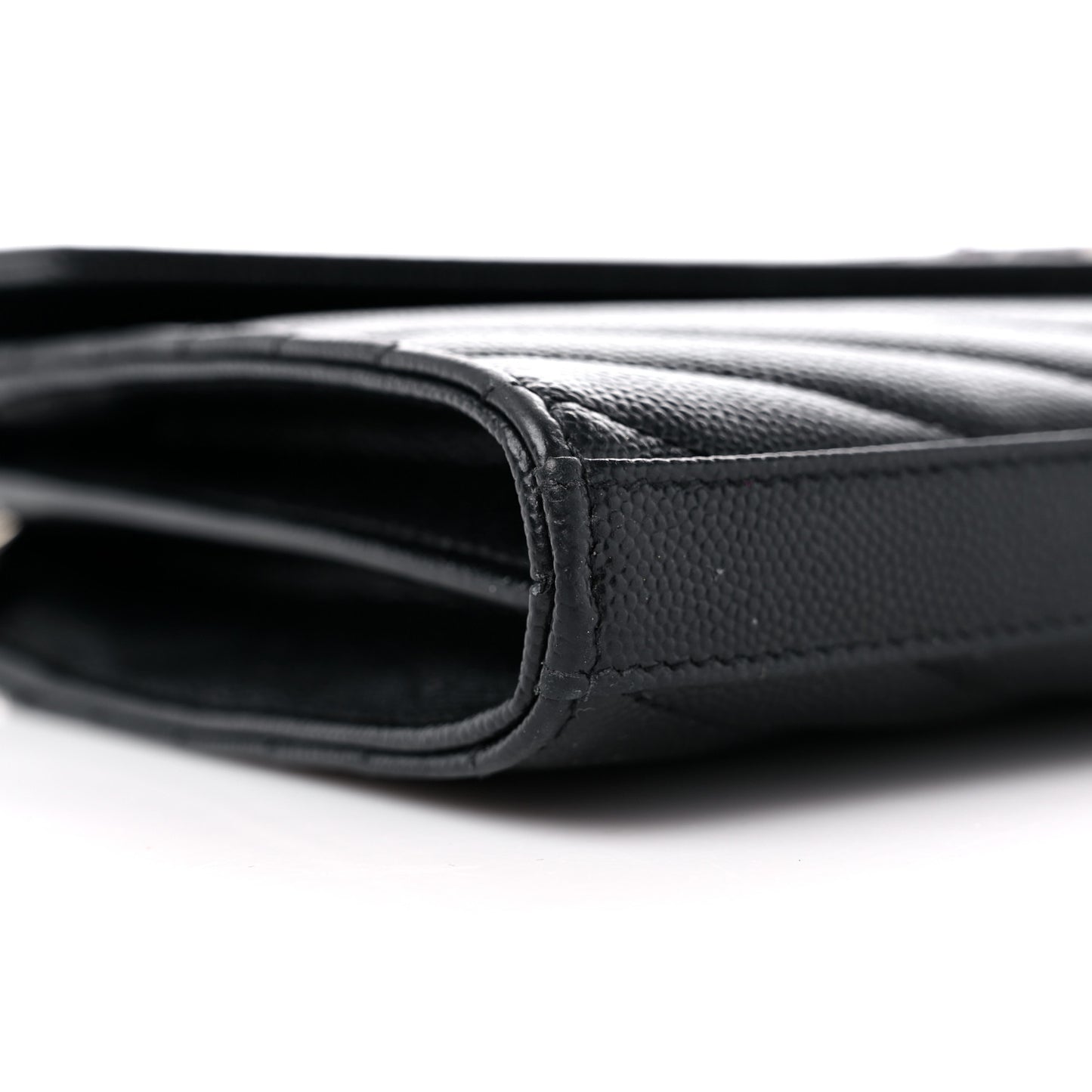 Grain De Poudre Matelasse Chevron Monogram Chain Wallet Black
