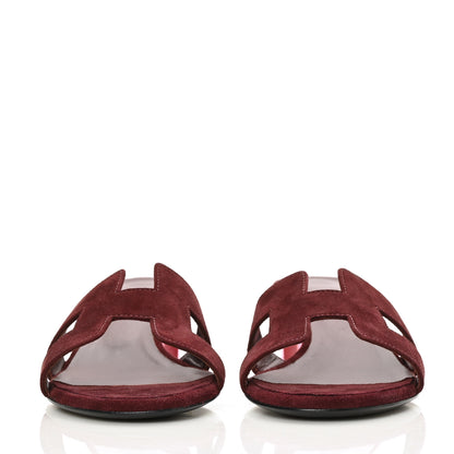 Hermes Suede Goatskin Oasis Sandals 37 Rouge Marsala 2 of 9