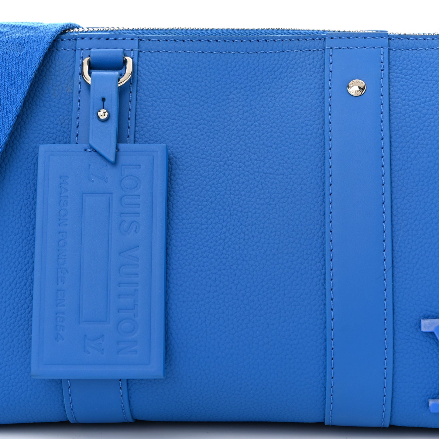Grained Calfskin Aerogram City Keepall Bright Blue