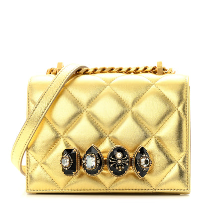 Alexander McQueen Metallic Calfskin Quilted Knuckle Shoulder Bag Gold 1 of 20
