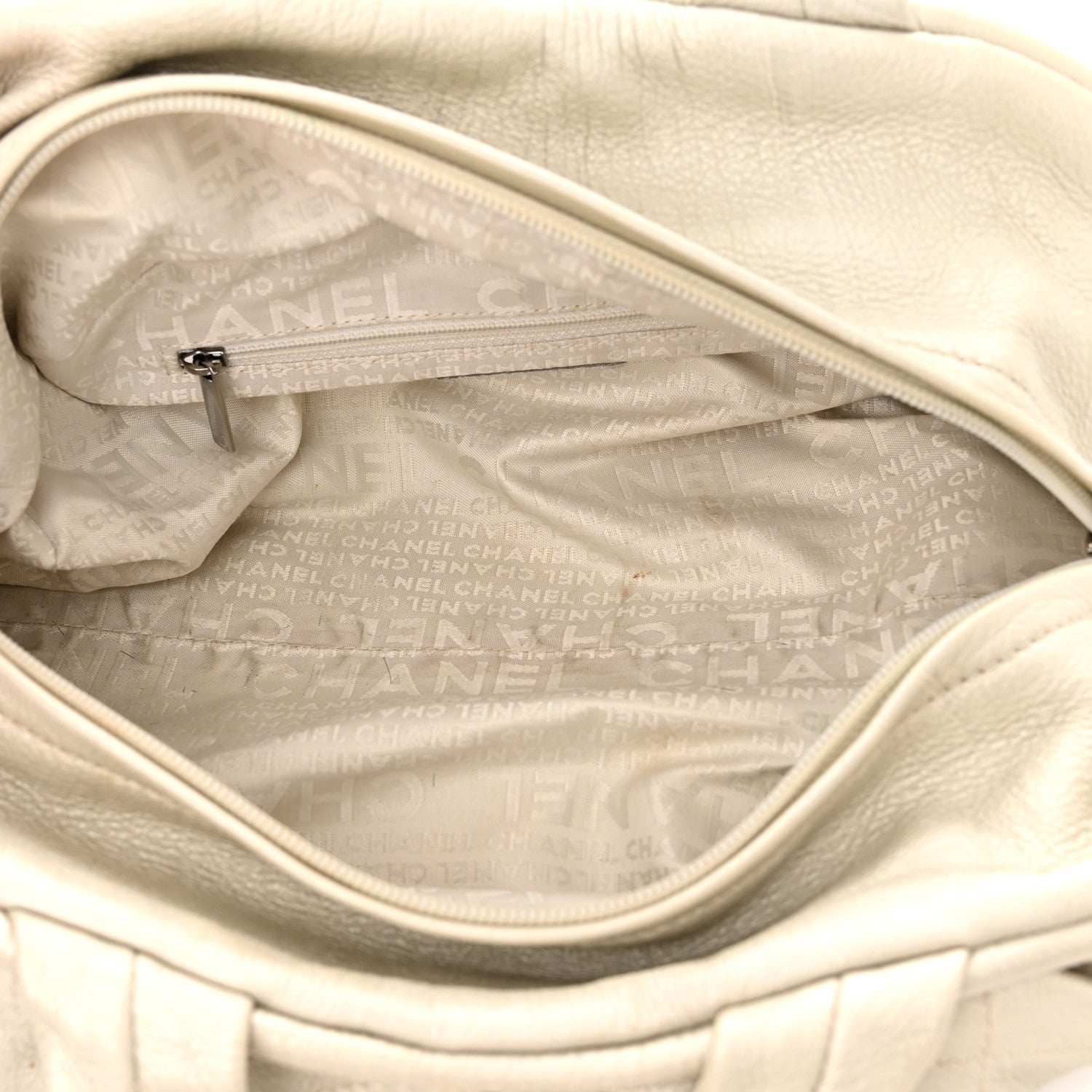 Chanel Metallic Deerskin Stitched Bowler Grey 5 of 12