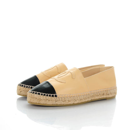 Chanel Lambskin CC Espadrilles 39 Beige Black 3 of 8