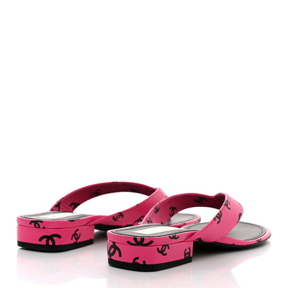 Chanel Printed Lambskin Coco Beach Thong Sandals 40.5 Dark Pink Black 4 of 9