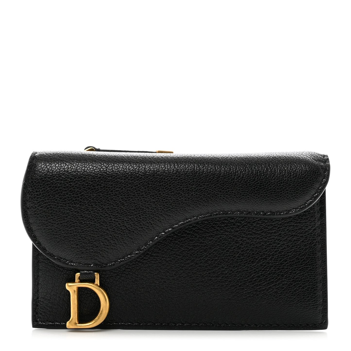 Goatskin Saddle Cosmos Zipped Card Holder Black