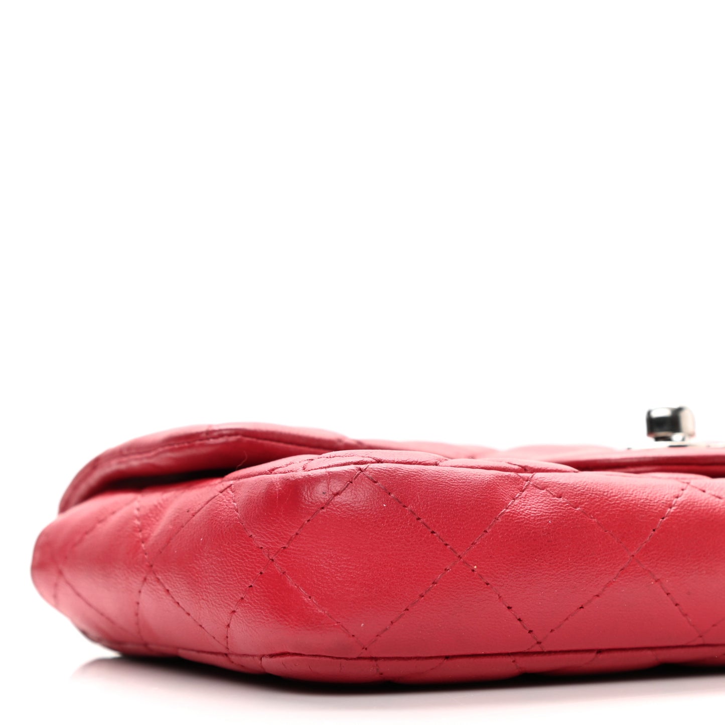 Lambskin Quilted Extra Mini Rectangular Flap Red