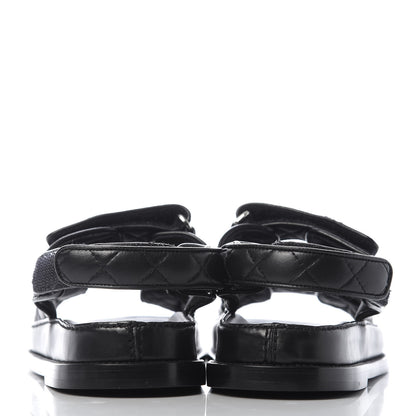 Chanel Lambskin Velcro Dad Sandals 39.5 Black 6 of 10