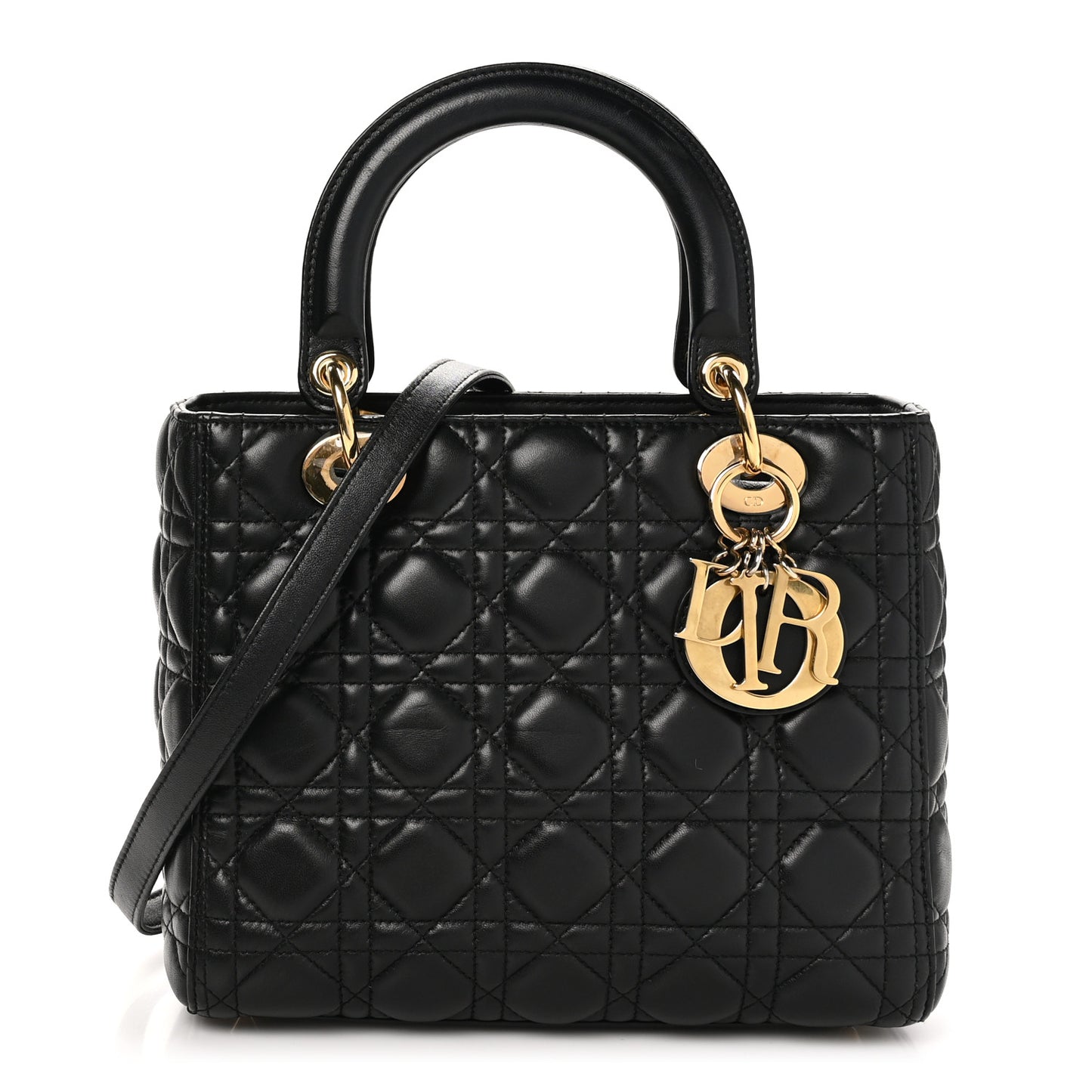 Lambskin Cannage Medium Lady Dior Black