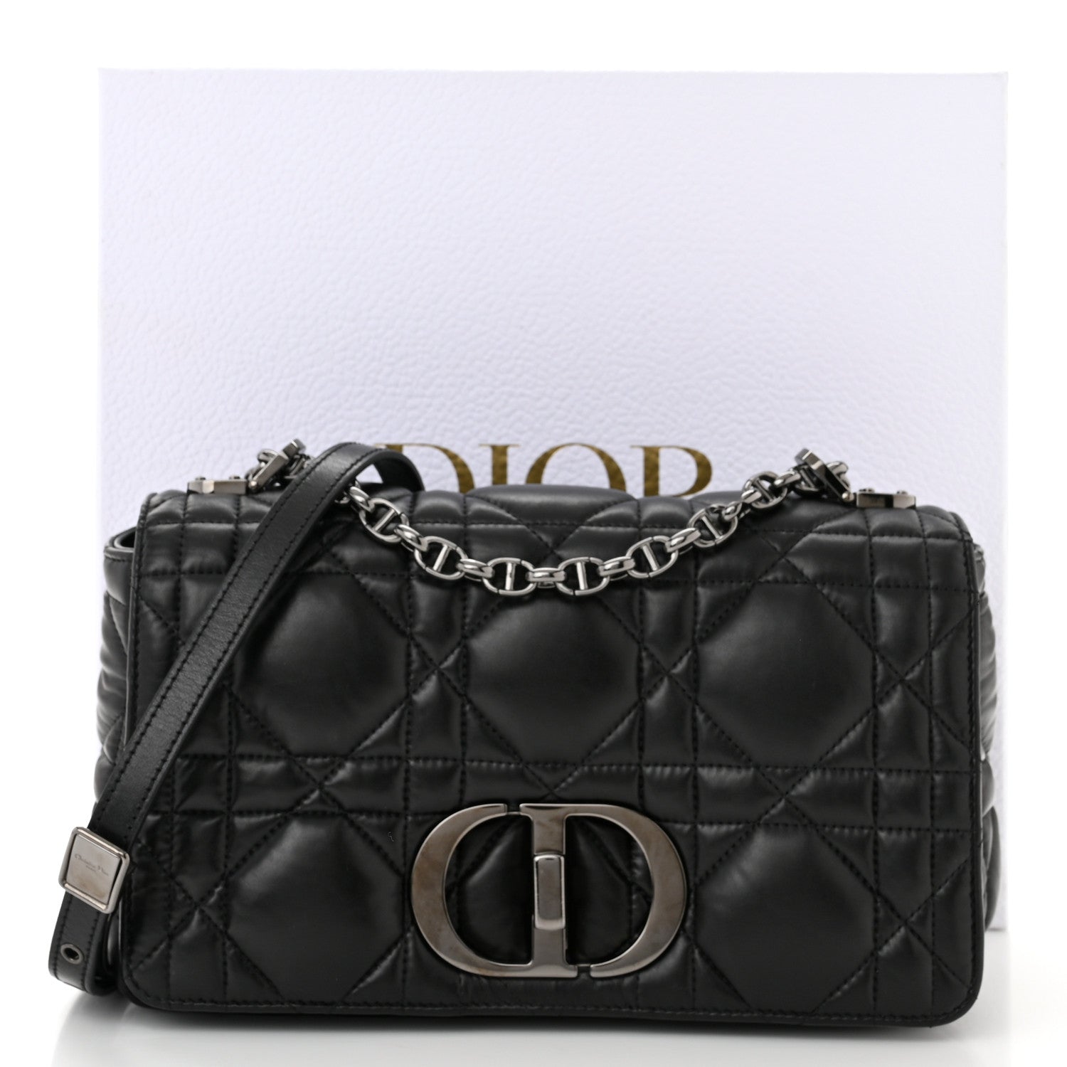 Christian Dior Calfskin Macrocannage Medium Caro Bag Black 11 of 11