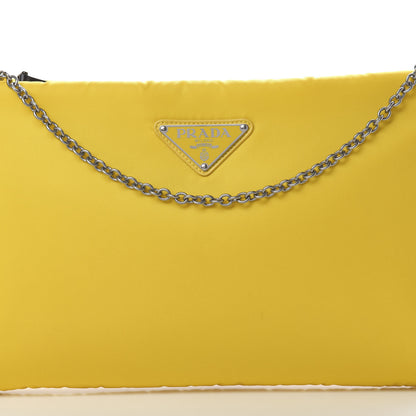 Prada Tessuto Nylon Soft Padded Medium Chain Clutch Bag Giallo 8 of 10