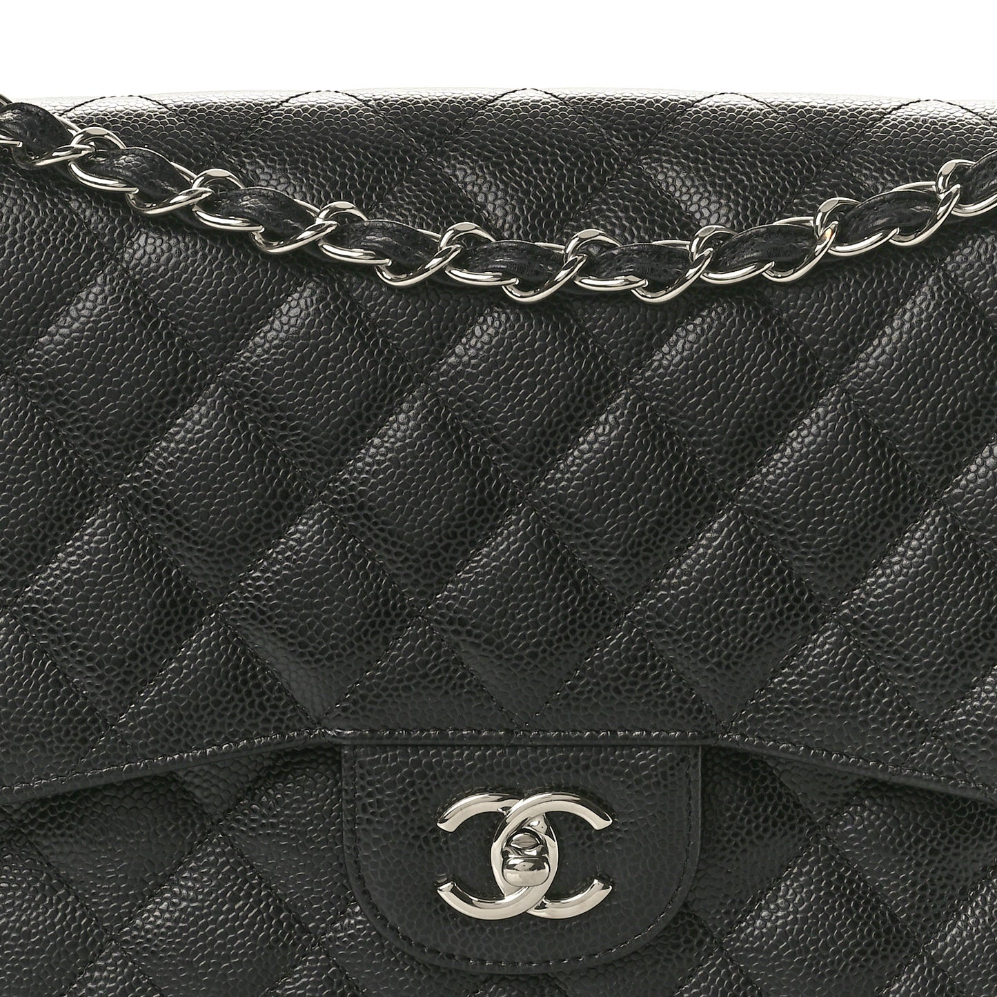 Caviar Quilted Jumbo Double Flap Black