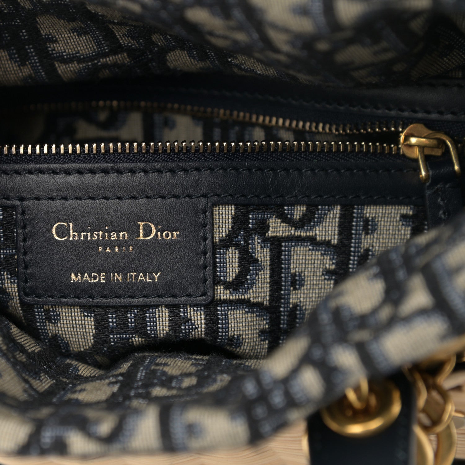 Christian Dior Wicker Oblique Medium Lady Dior Bag Blue 1114645