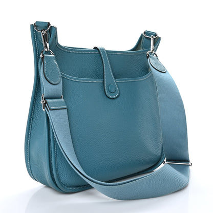 Hermes Taurillon Clemence Evelyne III PM Blue Jean 3 of 11