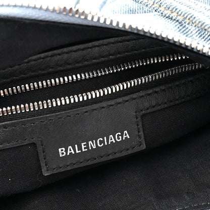Balenciaga Washed Frayed Denim Crystal Small Le Cagole Shoulder Bag XS Blue 12 of 25