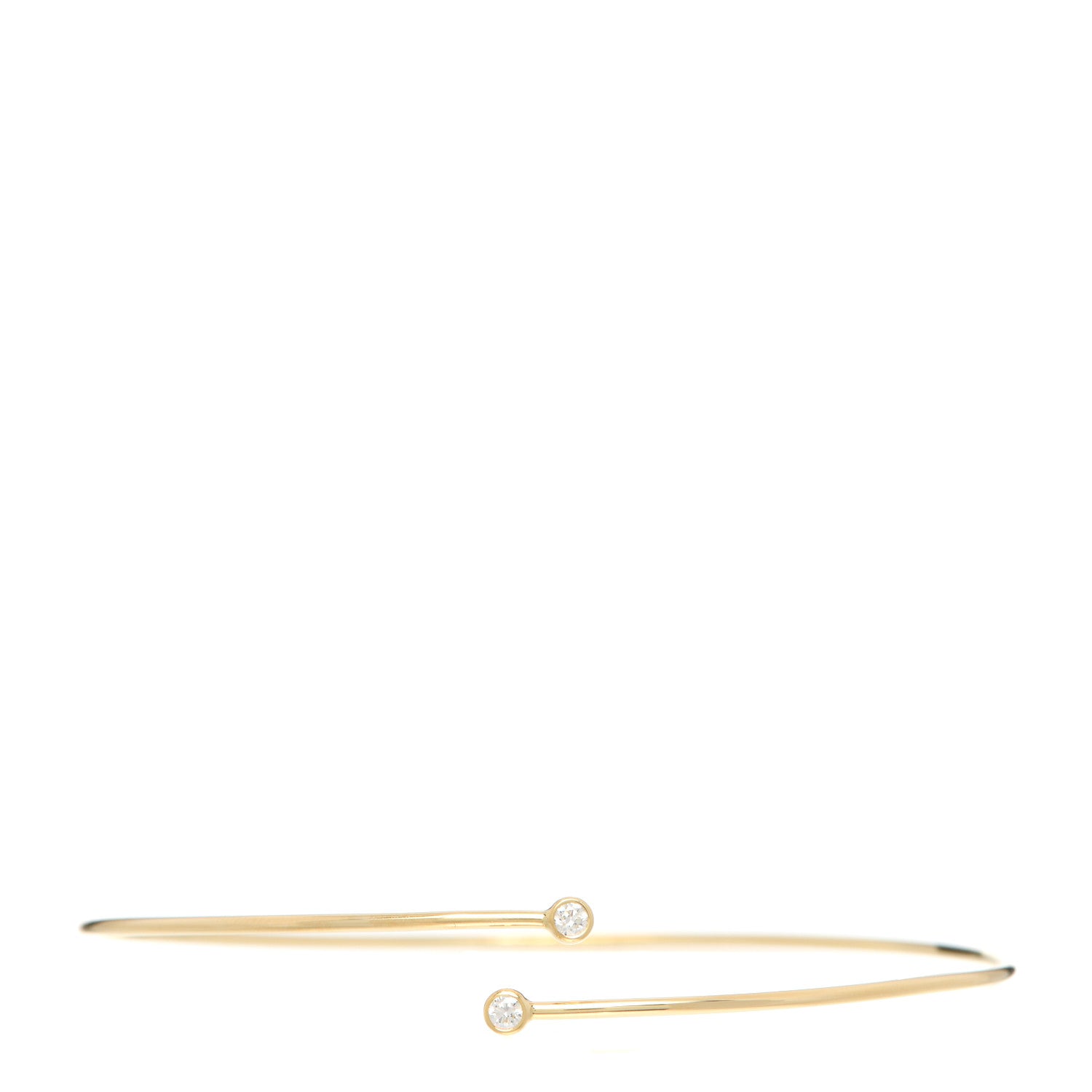 Tiffany 18K Yellow Gold Diamond Hoop Single Row Bangle Bracelet 1 of 5