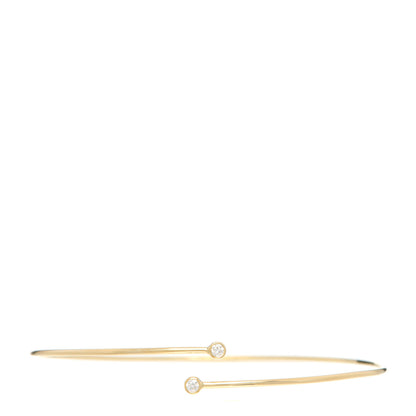 Tiffany 18K Yellow Gold Diamond Hoop Single Row Bangle Bracelet 1 of 5