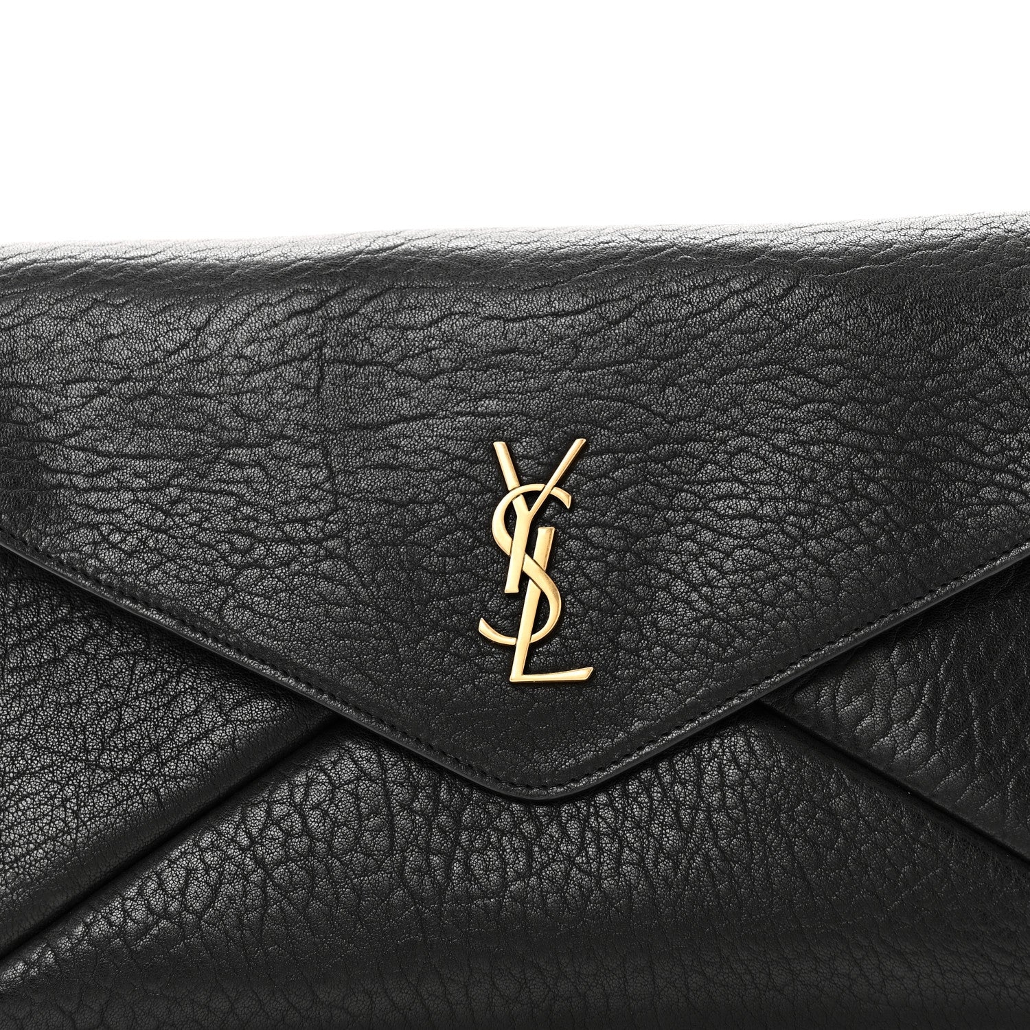 Saint Laurent Grained Lambskin Cassandre Envelope Pouch Black 7 of 9