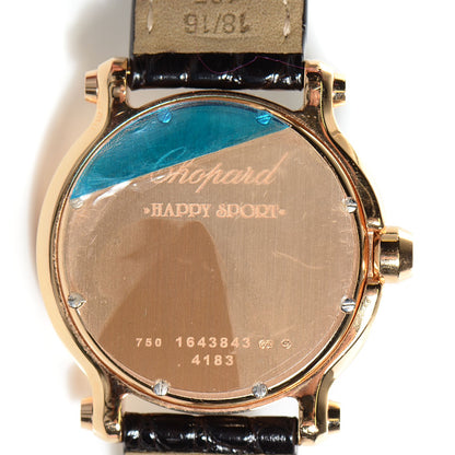 Chopard 18K Rose Gold Alligator 7 Diamond 36mm Happy Sport Quartz Watch Champagne 5 of 9