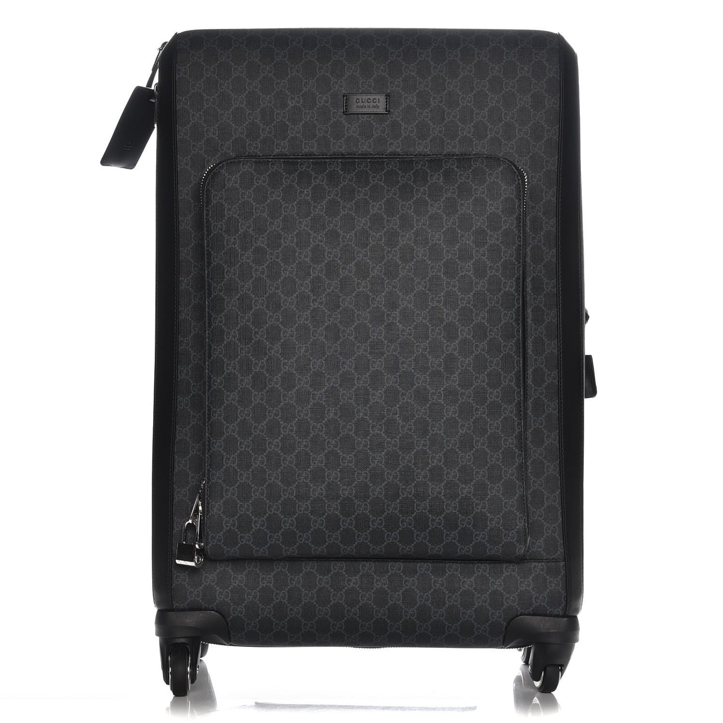 GG Supreme Monogram Large Four Wheel Suitcase Black Grey
