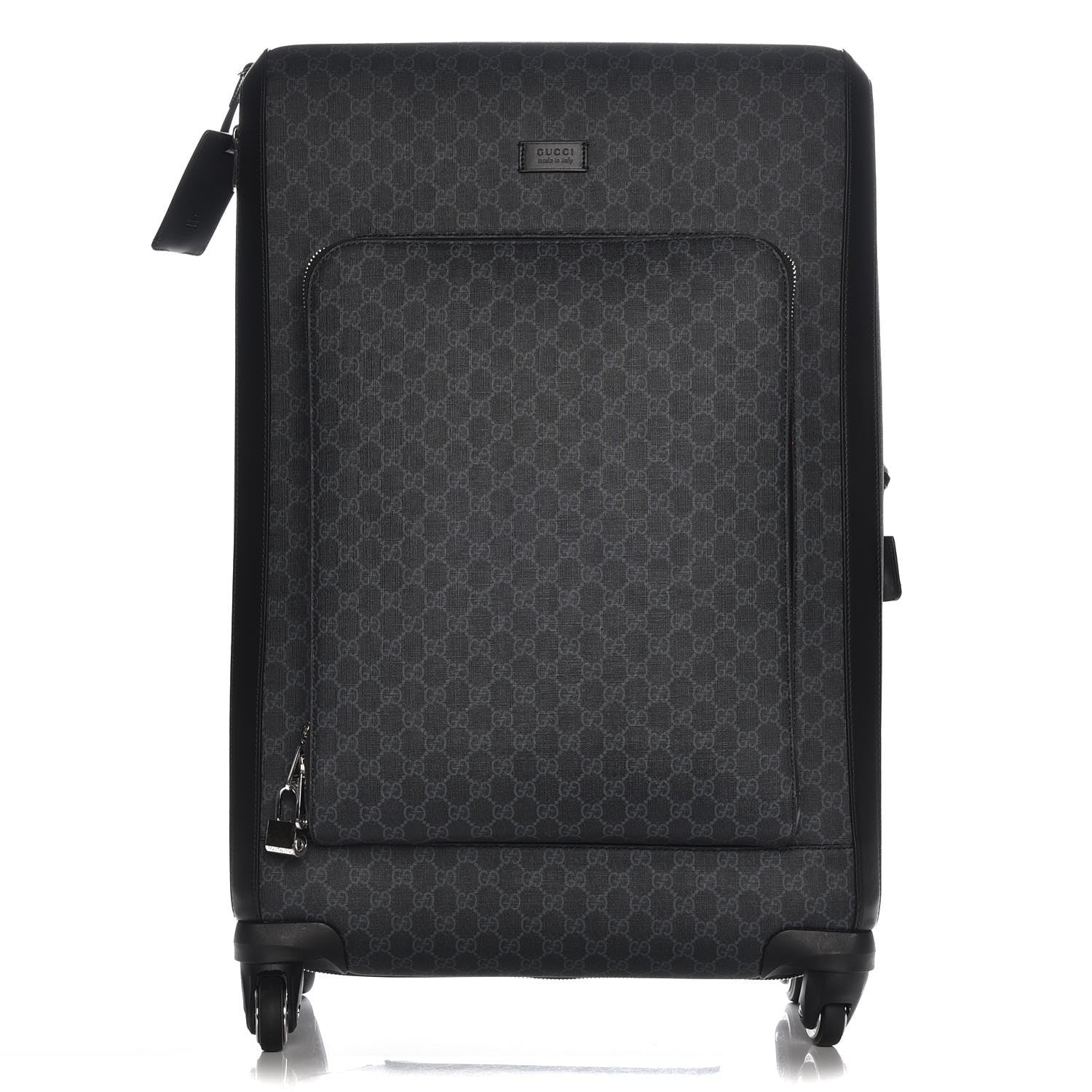Gucci GG Supreme Monogram Large Four Wheel Suitcase Black Grey 1 of 7
