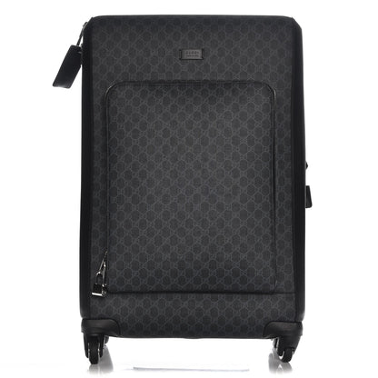 Gucci GG Supreme Monogram Large Four Wheel Suitcase Black Grey 1 of 7