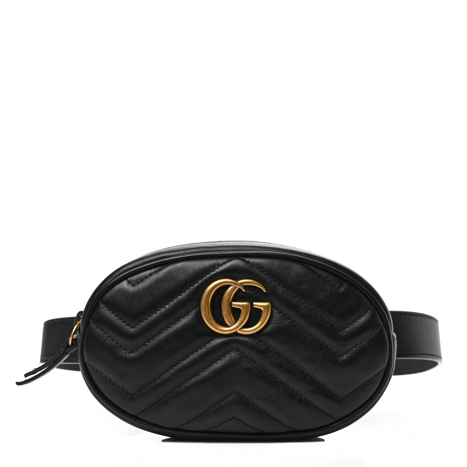 Gucci Calfskin Matelasse GG Marmont Belt Bag 75 30 Black 1 of 8