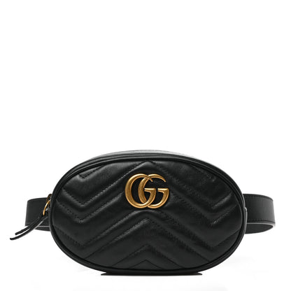 Gucci Calfskin Matelasse GG Marmont Belt Bag 75 30 Black 1 of 8