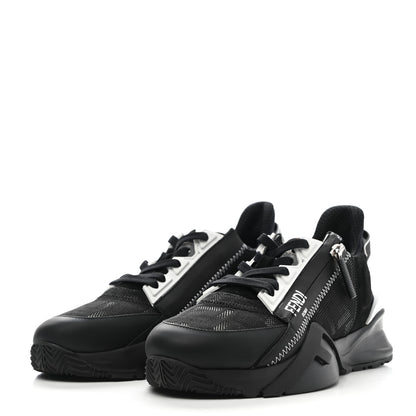 Fendi Nylon Lycra FF Womens Fendi Flow Low Top Sneakers 37 Black Silver Anthracite 3 of 9