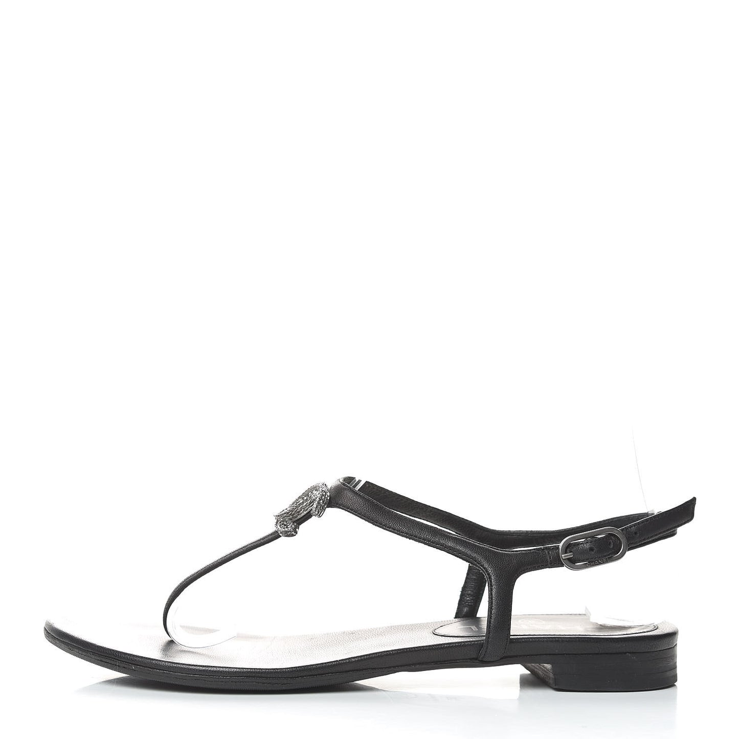 Lambskin Crystal CC Thong Sandals 36 Black